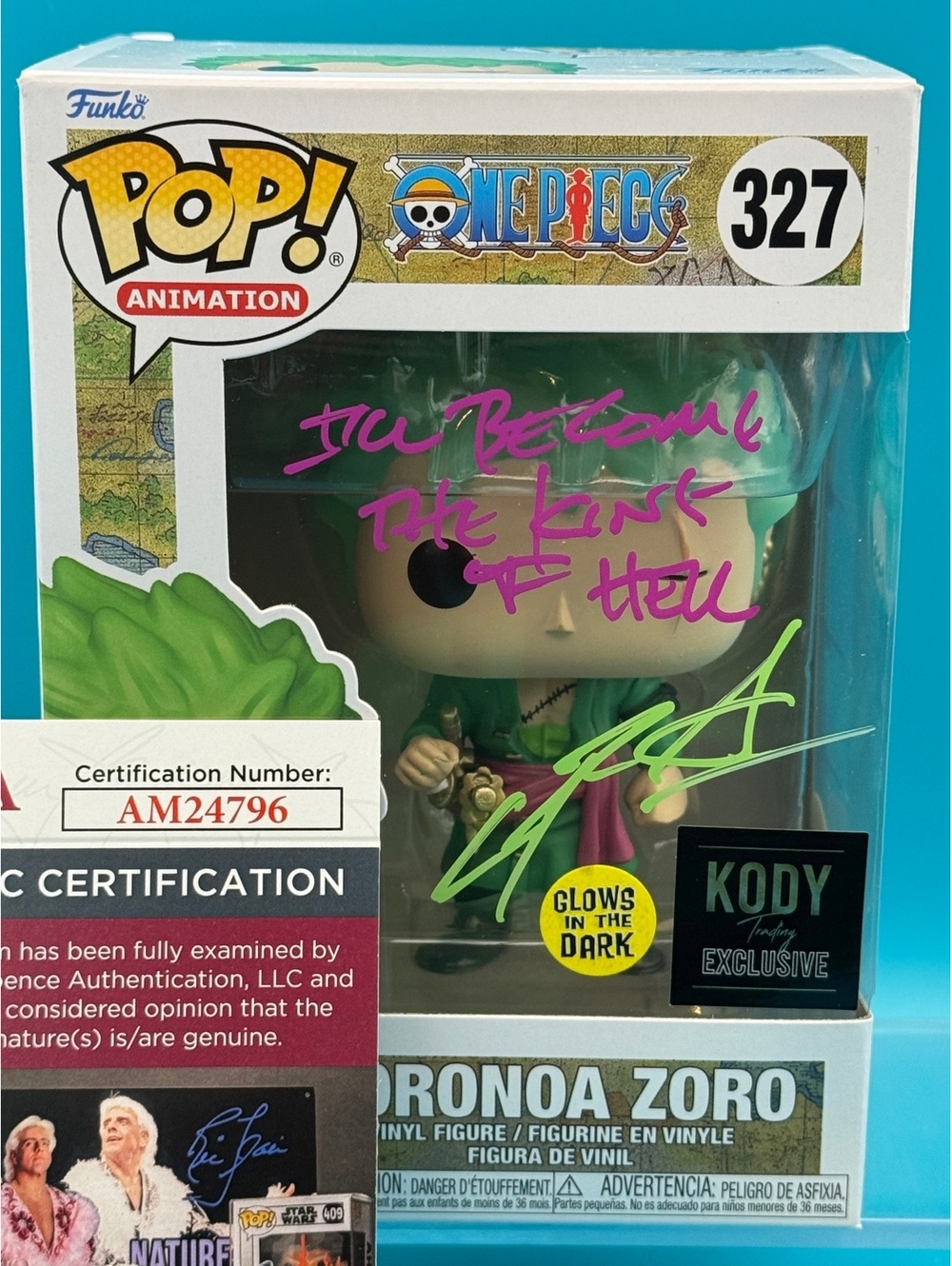 Chris Sabat Signed Zoro One Piece Kody exclusive glow in the dark Funko JSA COA